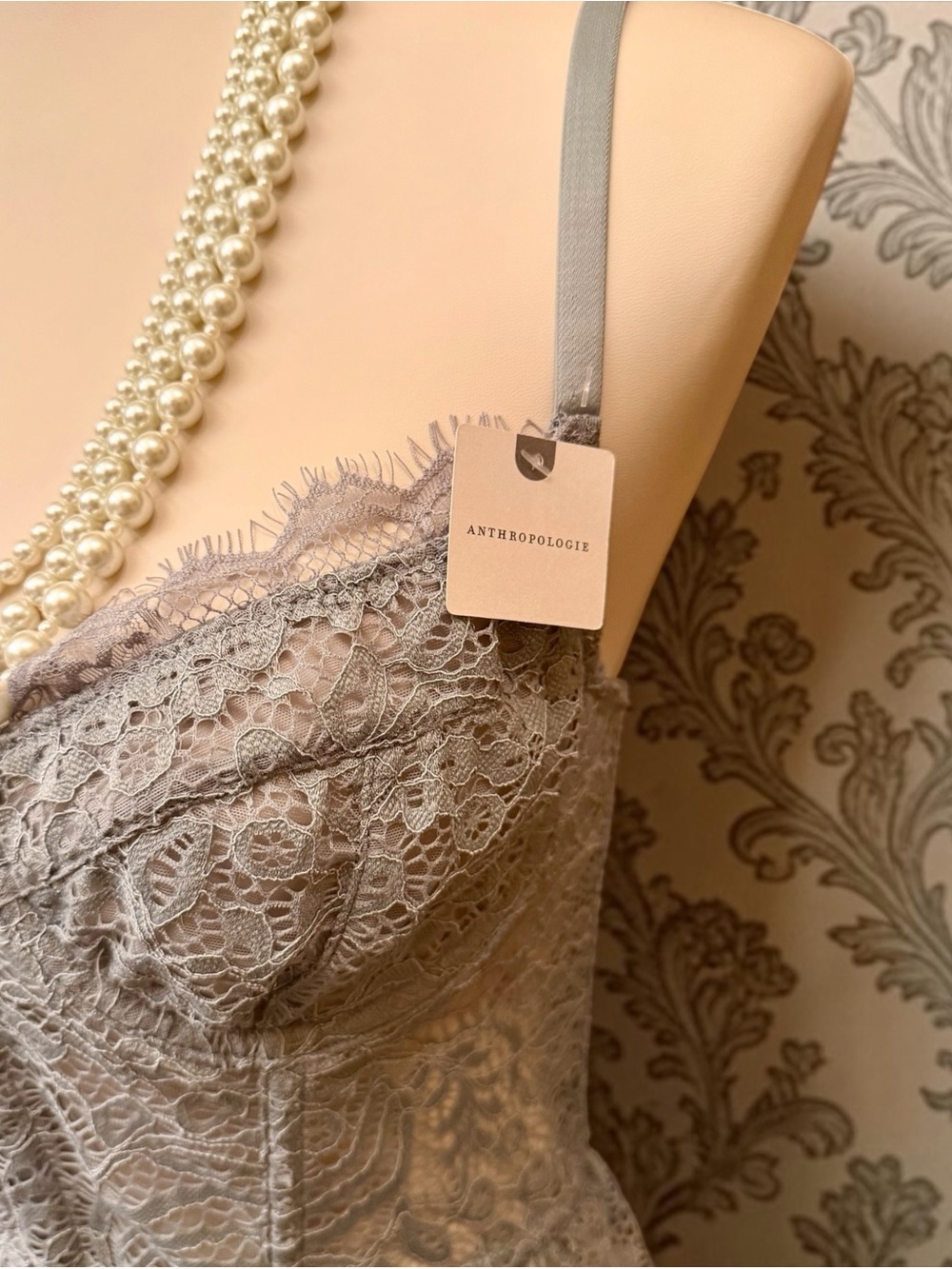 By Anthropologie Ruffle-Hem Lace Trim Corset Top
